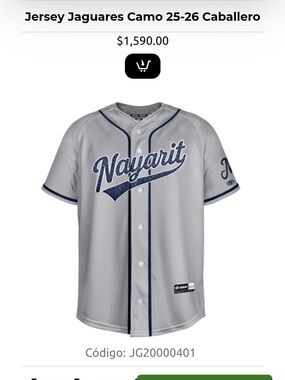 Nayarit Baseball Jersey - Gray with Navy Script